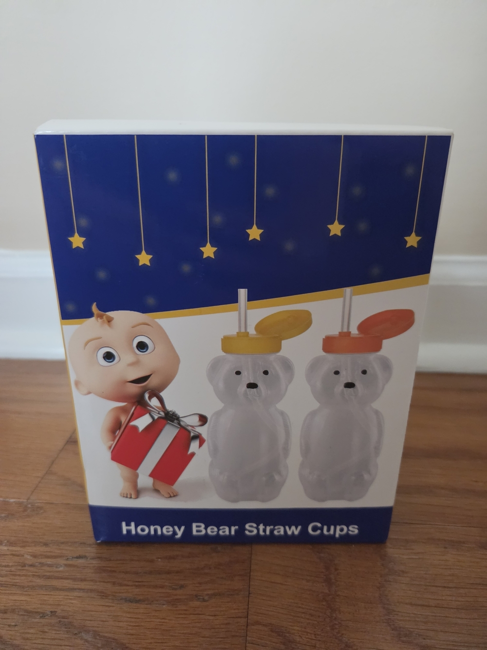 Honey Bear Straw Cups - Yellow & Orange Lid Set